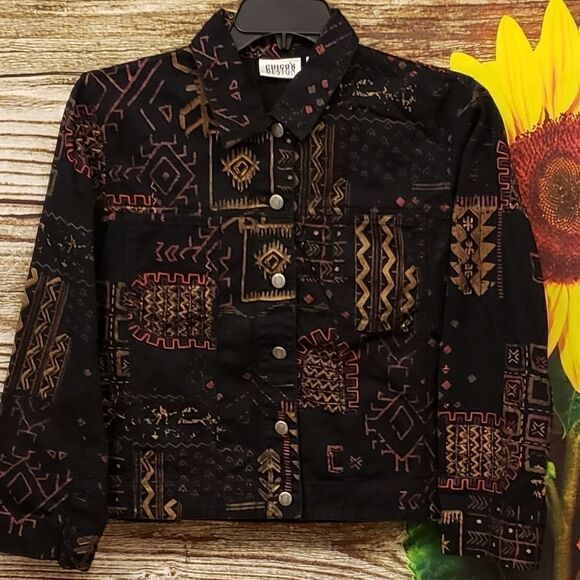 Chico's cropped  long sleeve multicolored jacket - Picture 1 of 6